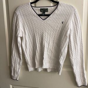 Ralph Lauren Active Vintage Style white cable knit sweater